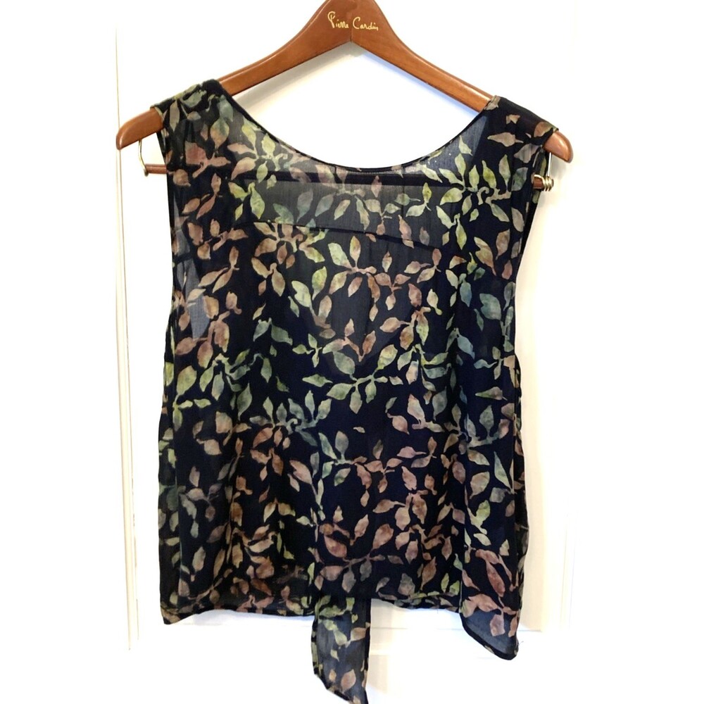 Zara Sheer Tank Tie Back Dark Fall Leaves M Top Dark Fairy Grunge Forest Boho